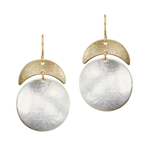 Large Crescent and Disc Wire Earrings