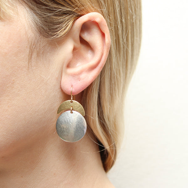 Large Crescent and Disc Wire Earrings