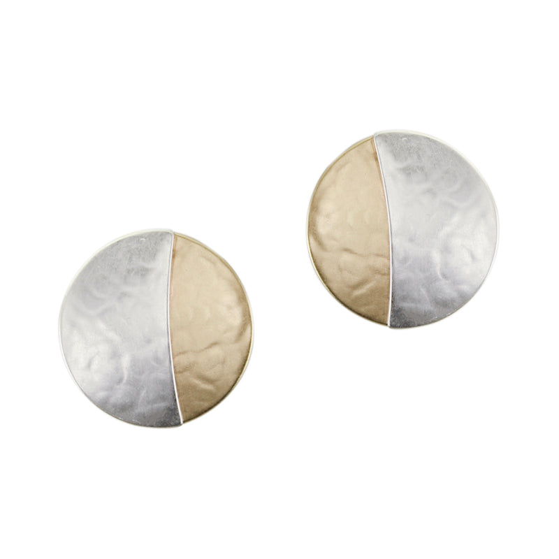 Crescent over Disc Post or Clip Earring