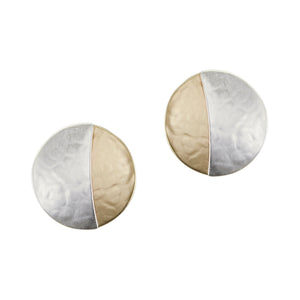 Crescent over Disc Post or Clip Earring