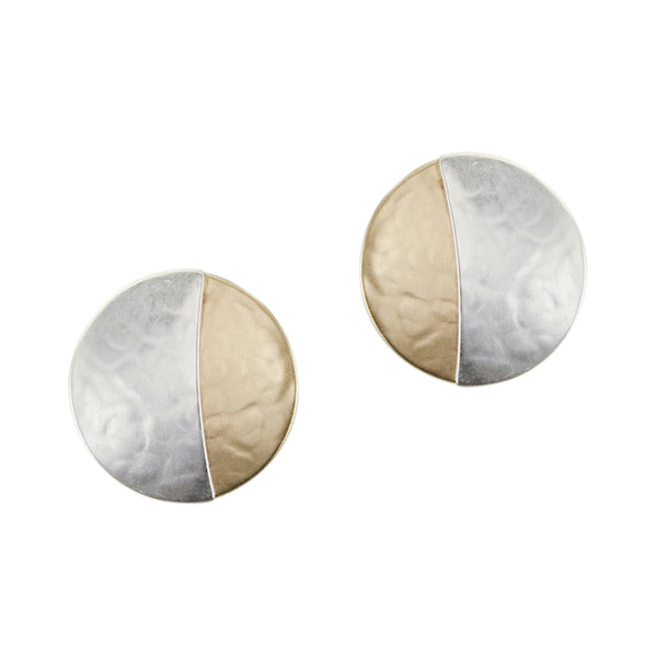 Crescent over Disc Post or Clip Earring