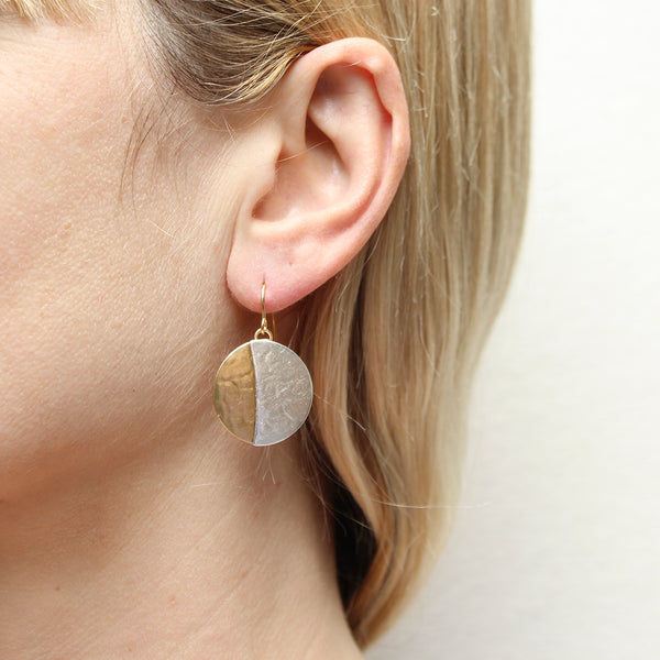 Crescent Over Disc Wire Earrings