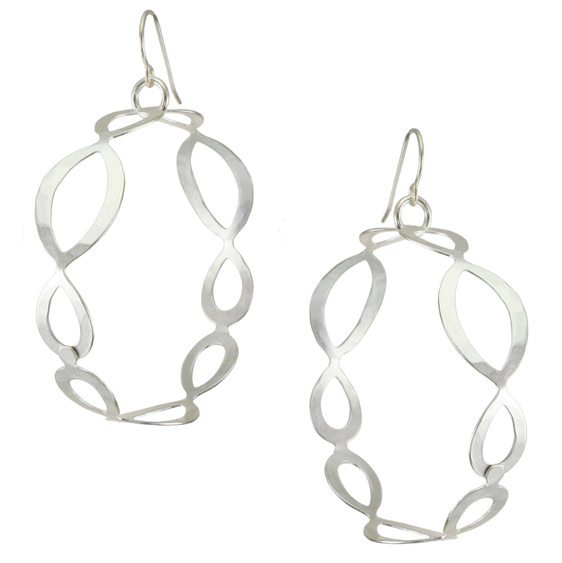 Large Oval Lattice Hoop Wire Earrings