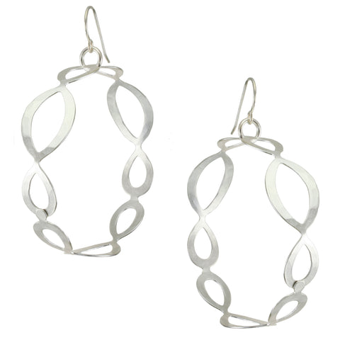 Large Oval Lattice Hoop Wire Earrings