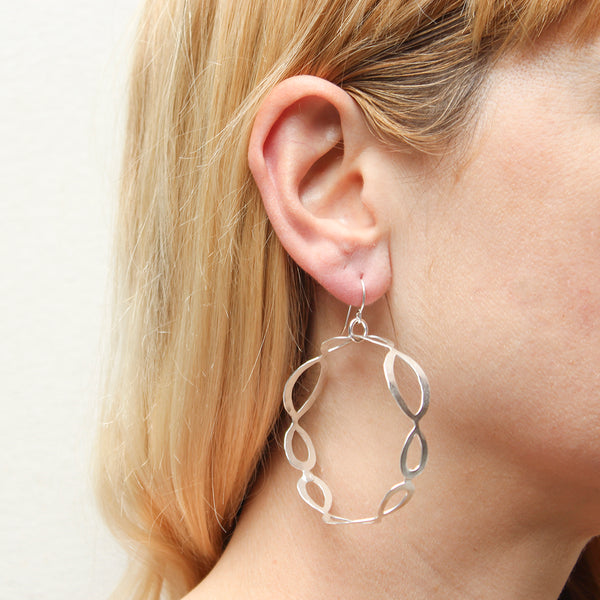 Large Oval Lattice Hoop Wire Earrings