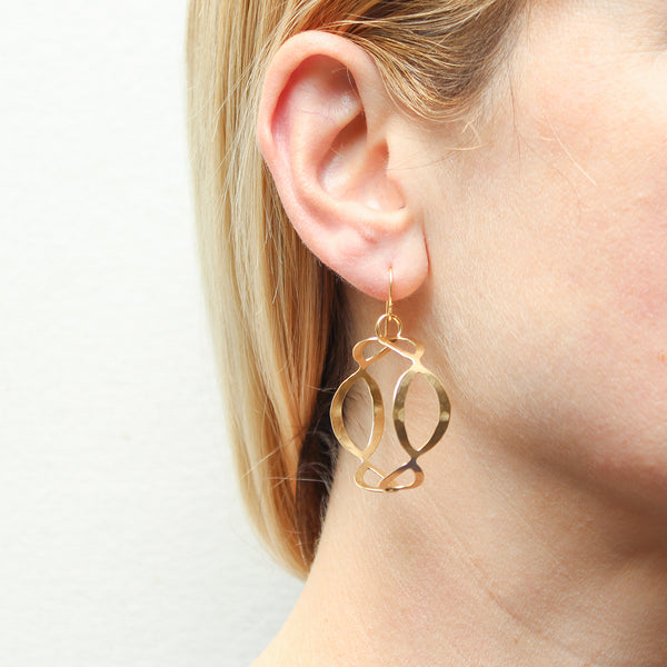 Medium Oval Lattice Hoop Wire Earrings