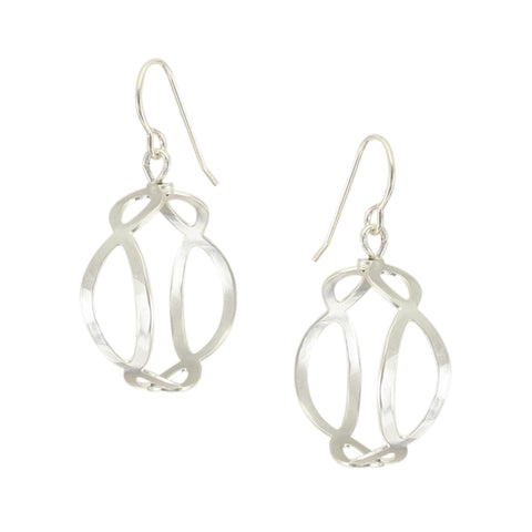 Small Oval Lattice Hoop Wire Earrings