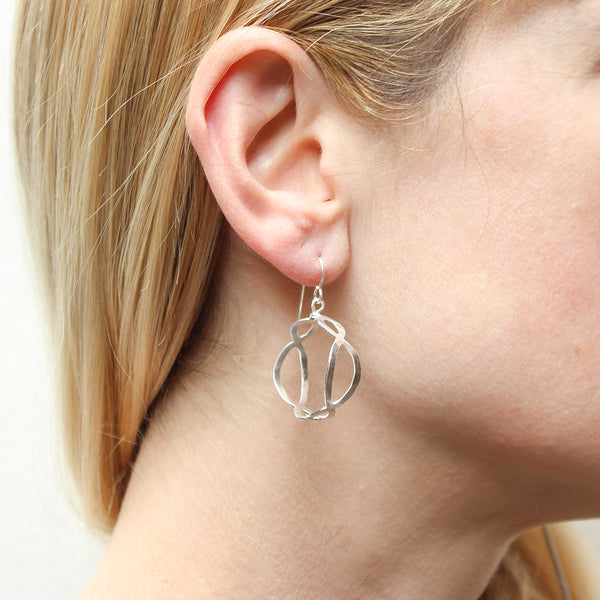 Small Oval Lattice Hoop Wire Earrings