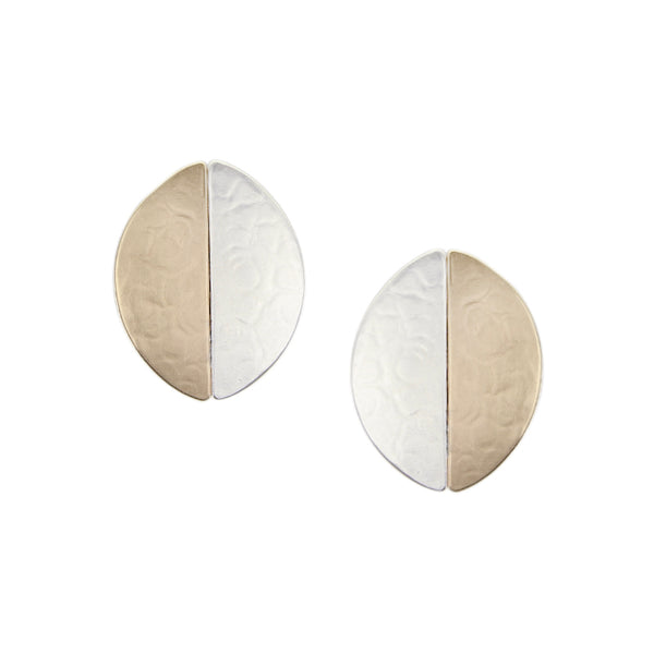 Half and Half Oval Post or Clip Earring
