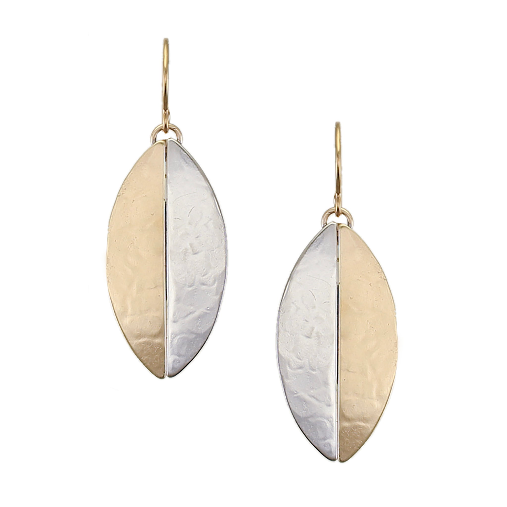 Half and Half Thin Oval Wire Earrings