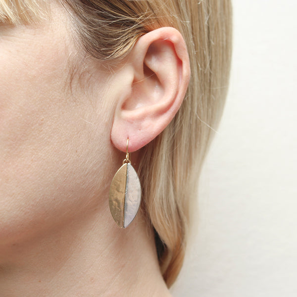 Half and Half Thin Oval Wire Earrings