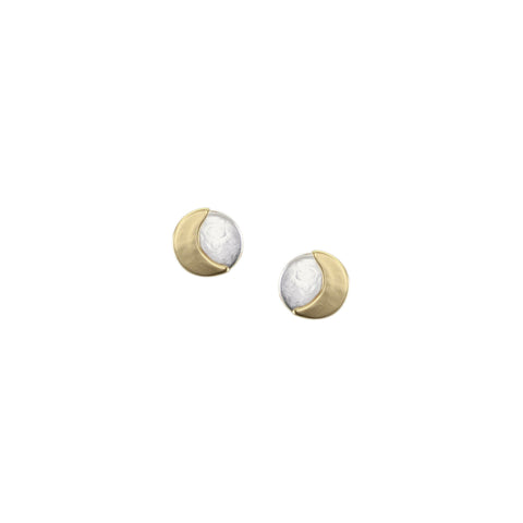 Mini Crescent Over Disc Post Earrings