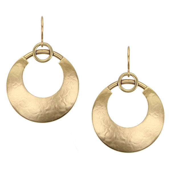 Large Crescent with Rings Wire Earrings