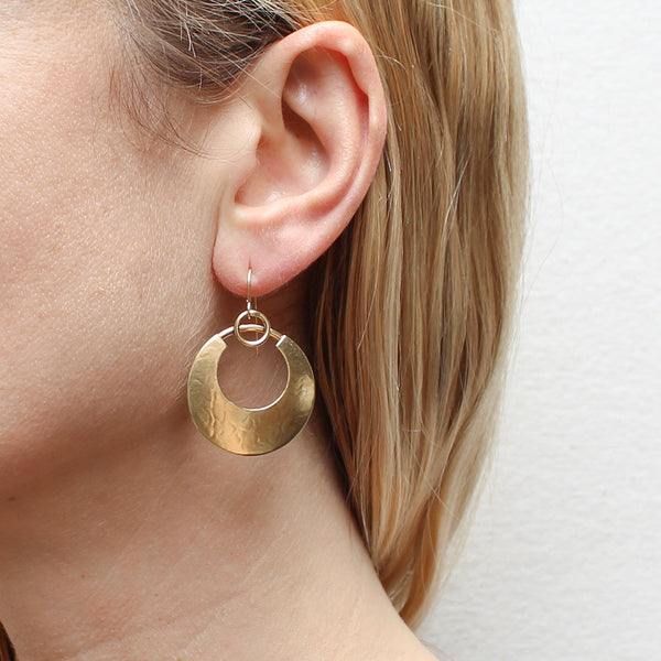 Large Crescent with Rings Wire Earrings