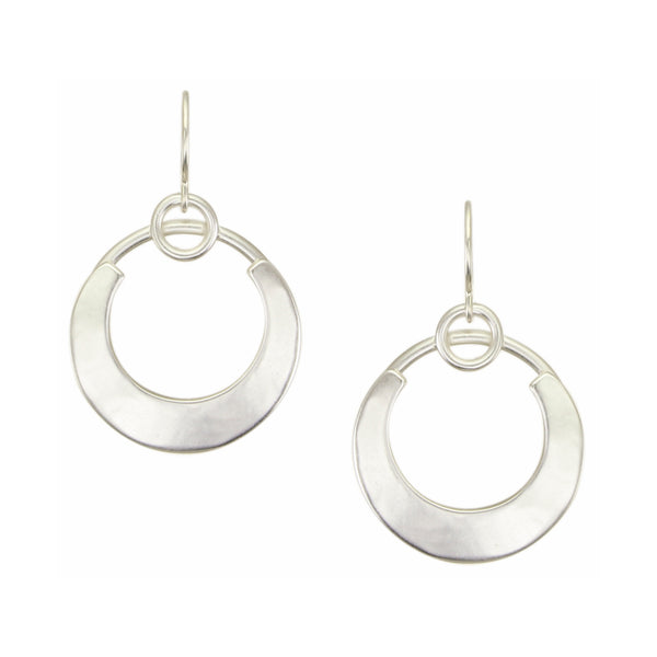 Medium Crescent with Rings Wire Earrings