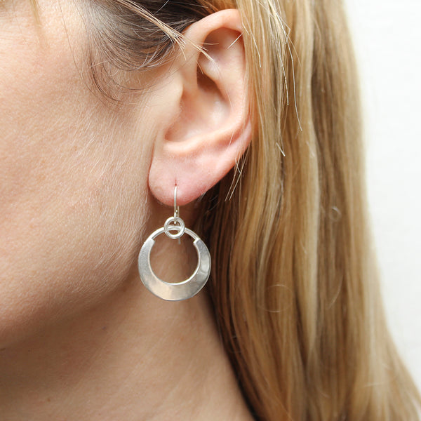 Medium Crescent with Rings Wire Earrings