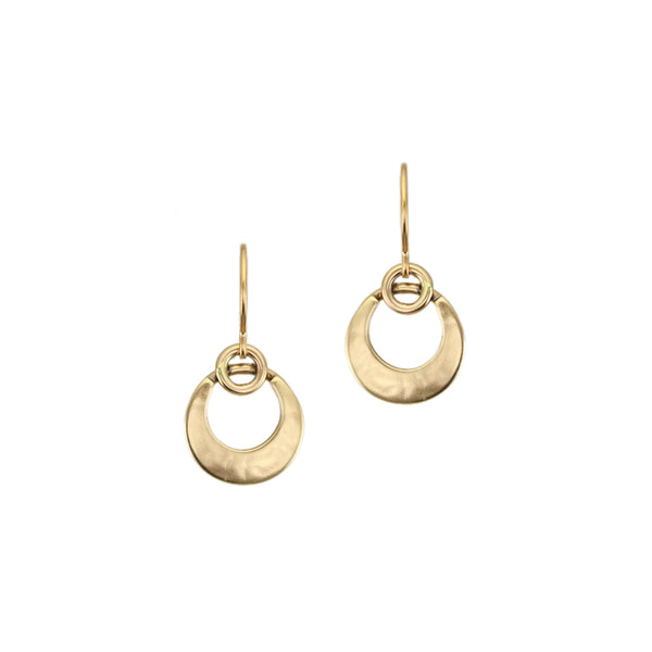 Small Crescent with Rings Wire Earrings