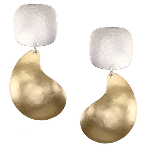 Square with Large Paisley Post or Clip Earring