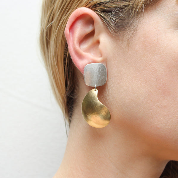 Square with Large Paisley Post or Clip Earring