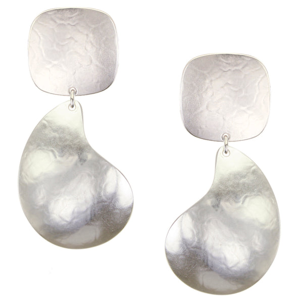 Square with Large Paisley Post or Clip Earring