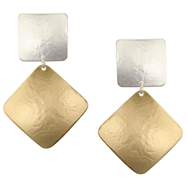 Square with Rounded Square Post or Clip Earring
