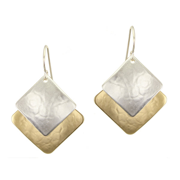 Large Layered Squares Wire Earrings