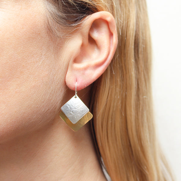 Large Layered Squares Wire Earrings