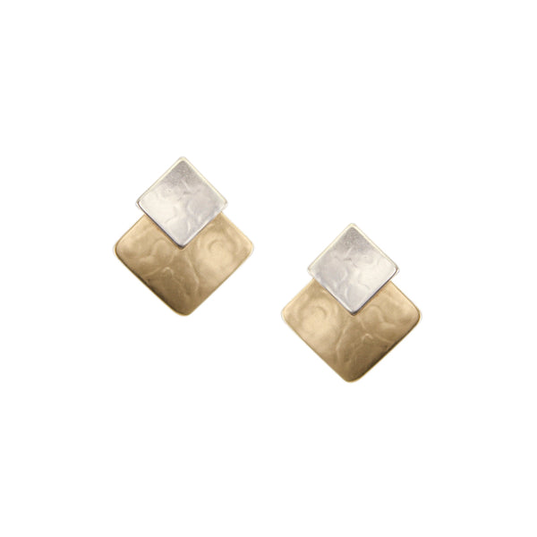 Small Layered Squares Post Earrings