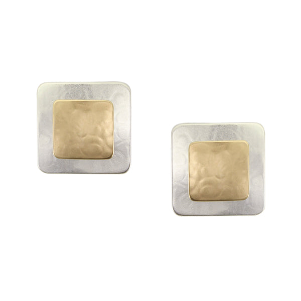 Stacked Squares Post or Clip Earring