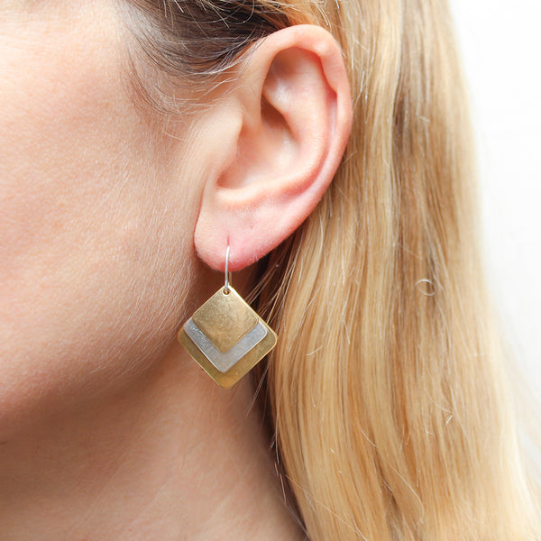 Medium Hammered Squares Wire Earrings