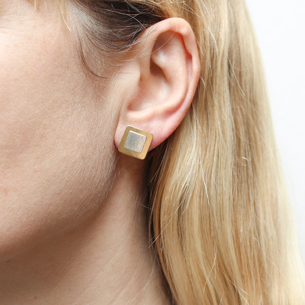 Stacked Squares Post Earrings