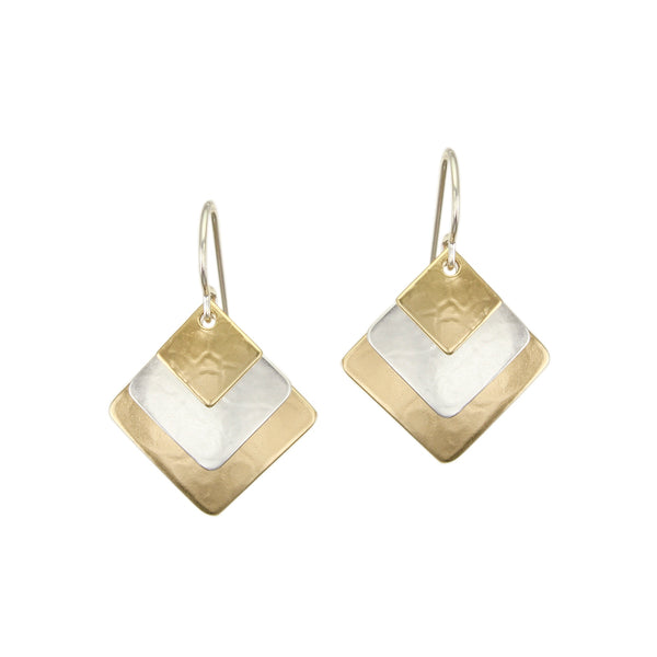 Small Hammered Squares Wire Earrings