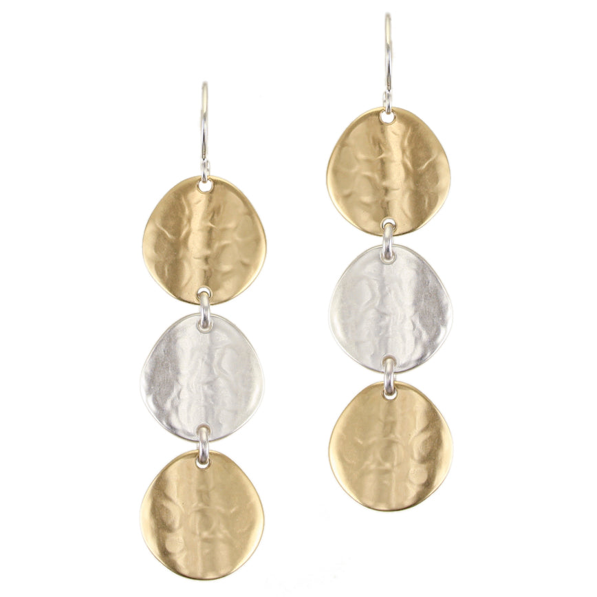 Triple Linked Organic Polka Dots Wire Earrings
