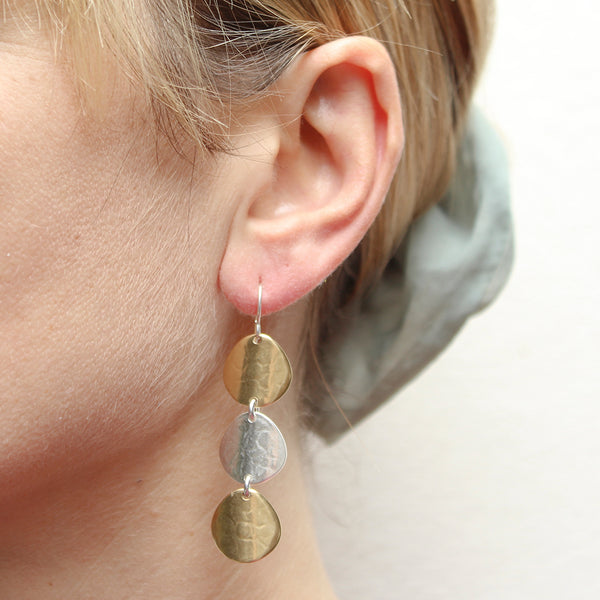 Triple Linked Organic Polka Dots Wire Earrings