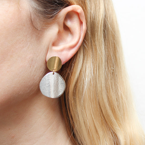 Small Linked Organic Polka Dot Post or Clip Earring