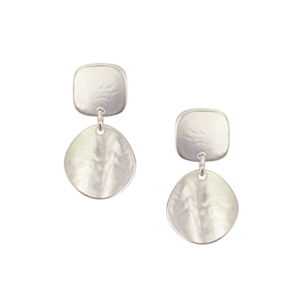 Square with Small Organic Polka Dot Post Earrings