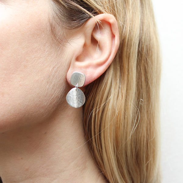 Square with Small Organic Polka Dot Post Earrings