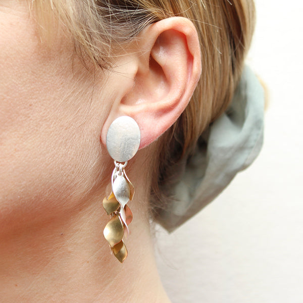 Large Oval with Layered Petals Post or Clip Earring