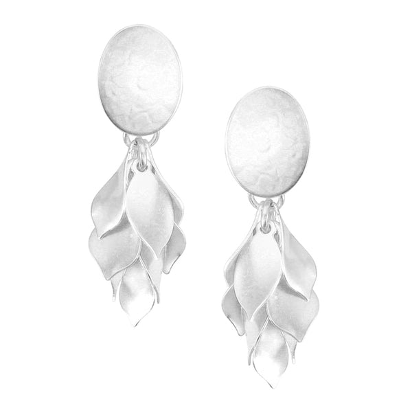 Medium Oval with Layered Petals Post or Clip Earring