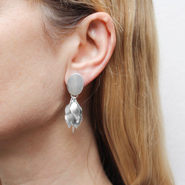 Medium Oval with Layered Petals Post or Clip Earring
