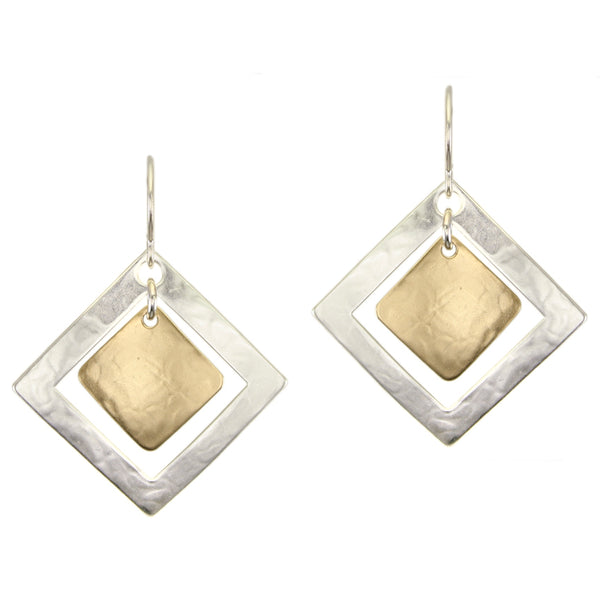 Large Frame with Hanging Square Wire Earrings