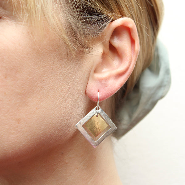 Large Frame with Hanging Square Wire Earrings