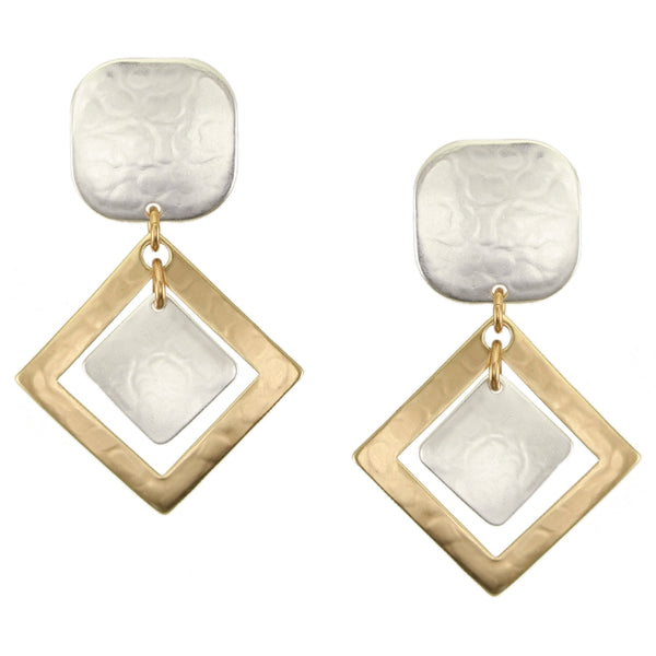 Square with Frame and Square Post or Clip Earring