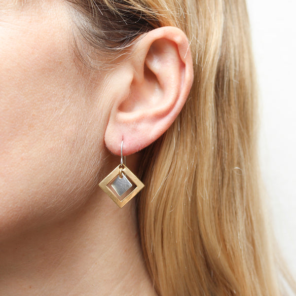 Small Frame with Hanging Square Wire Earrings