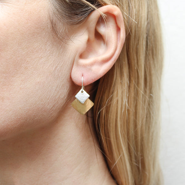 Small Layered Squares Wire Earrings