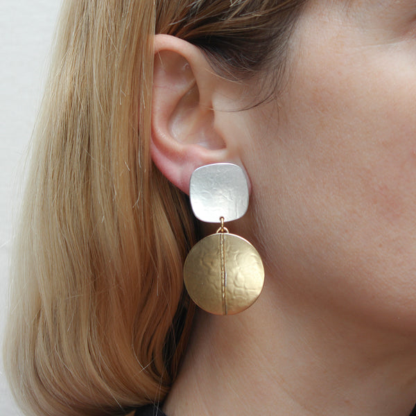 Large Medallion Post or Clip Earrings