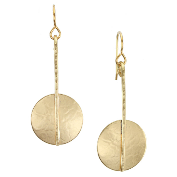 Large Medallion Drop Wire Earrings