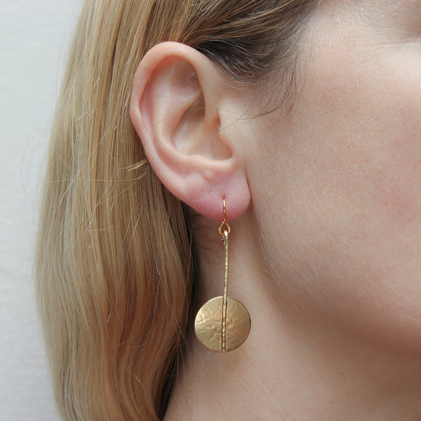 Large Medallion Drop Wire Earrings