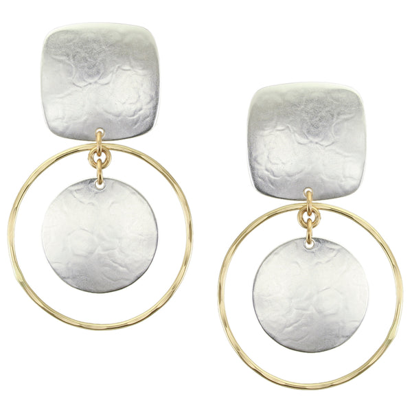 Large Hanging Disc Post or Clip Earrings