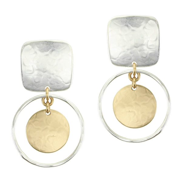 Hanging Disc Post or Clip Earrings